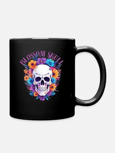 Blossom Skull - Tasse einfarbig - Schwarz