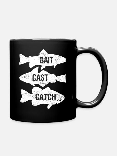 Bait, cast, catch Funny Fishing For Fish Lovers - Full Colour Mug - black