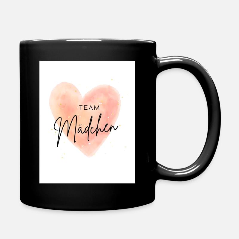 Rosa Pink Herz mit Schrift Team Junge Genderparty - Tasse einfarbig - Schwarz