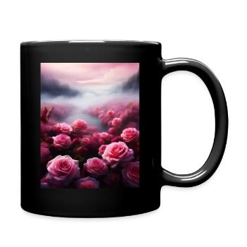 Des roses roses éparpillées dans la mer de brouillard - Mug uni - noir - Droite