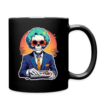 Retro Gamer Skelett mit Controller Konsolenspiele - Tasse einfarbig - Schwarz - Rechts