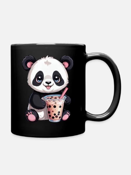 Panda mignon buvant un bubble tea - Mug uni - noir