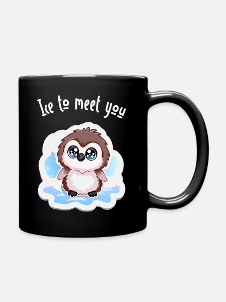 Ice to Meet You Penguin - Full Colour Mug - black