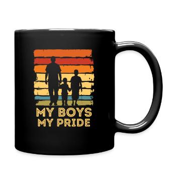 Father's Day father with two sons retro vintage - Full Colour Mug - black - Right