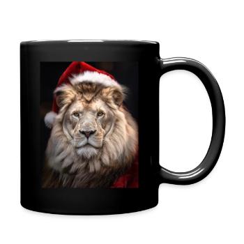 Weihnachts-Löwe - Tasse einfarbig - Schwarz - Rechts