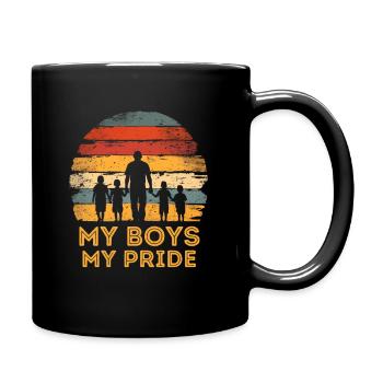 Vatertag Vater mit vier Söhnen retro vintage - Tasse einfarbig - Schwarz - Rechts