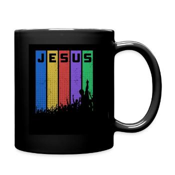 JESUS - worship - Begeistert Glauben - Tasse einfarbig - Schwarz - Rechts