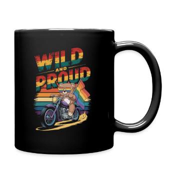 Teddy Bear Rides Moto LGBTQ Bannière Arc-en-ciel - Mug uni - noir - Droite