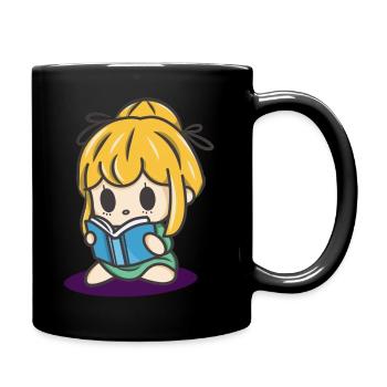 Mädchen liest - Tasse einfarbig - Schwarz - Rechts