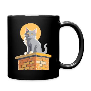 katze auf Dach - Tasse einfarbig - Schwarz - Rechts