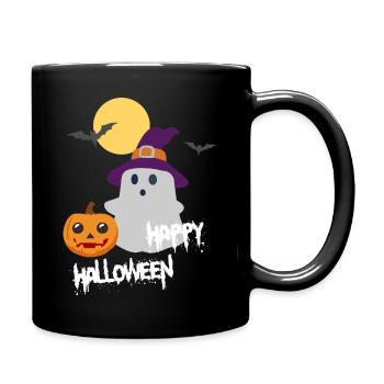 Happy Halloween Spuk Gespenst - Tasse einfarbig - Schwarz - Rechts