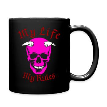 Pinker Teufel - My Life My Rules - Tasse einfarbig - Schwarz - Rechts