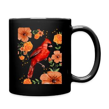 Sparrow and sunflower - Full Colour Mug - black - Right