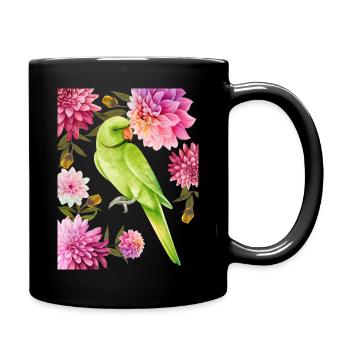Parrot and flowers - Bohoprints - Full Colour Mug - black - Right