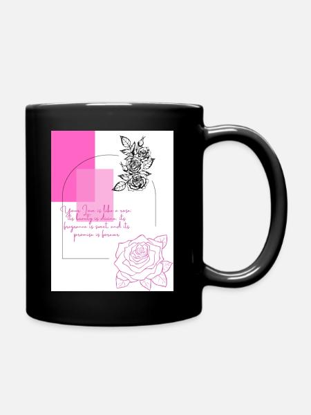 Roses géométriques - Rose - Mug uni - noir