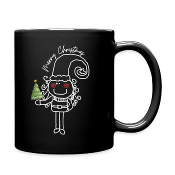 Merry Christmas - Tasse einfarbig - Schwarz - Rechts
