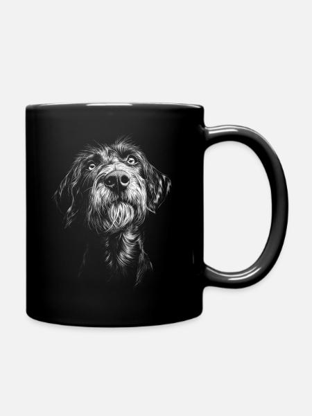 Deutsch Drahthaar Portrait Jagdhunde Hunde Jäger - Tasse einfarbig - Schwarz