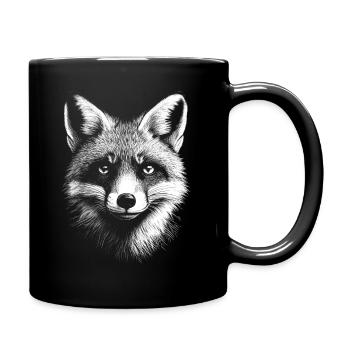 Fuchs Portrait Wildtier Waldtier Füchse Tiere - Tasse einfarbig - Schwarz - Rechts