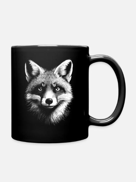 Fuchs Portrait Wildtier Waldtier Füchse Tiere - Tasse einfarbig - Schwarz