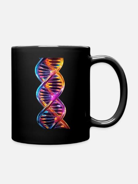 DNA Doppelhelix Glow Effekt - Tasse einfarbig - Schwarz