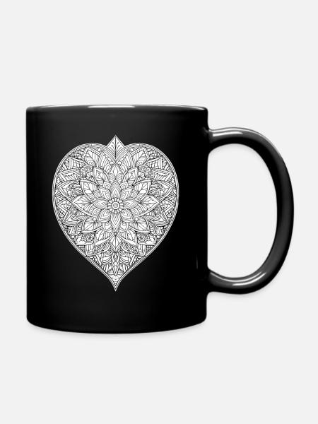 herz mandala - Tasse einfarbig - Schwarz