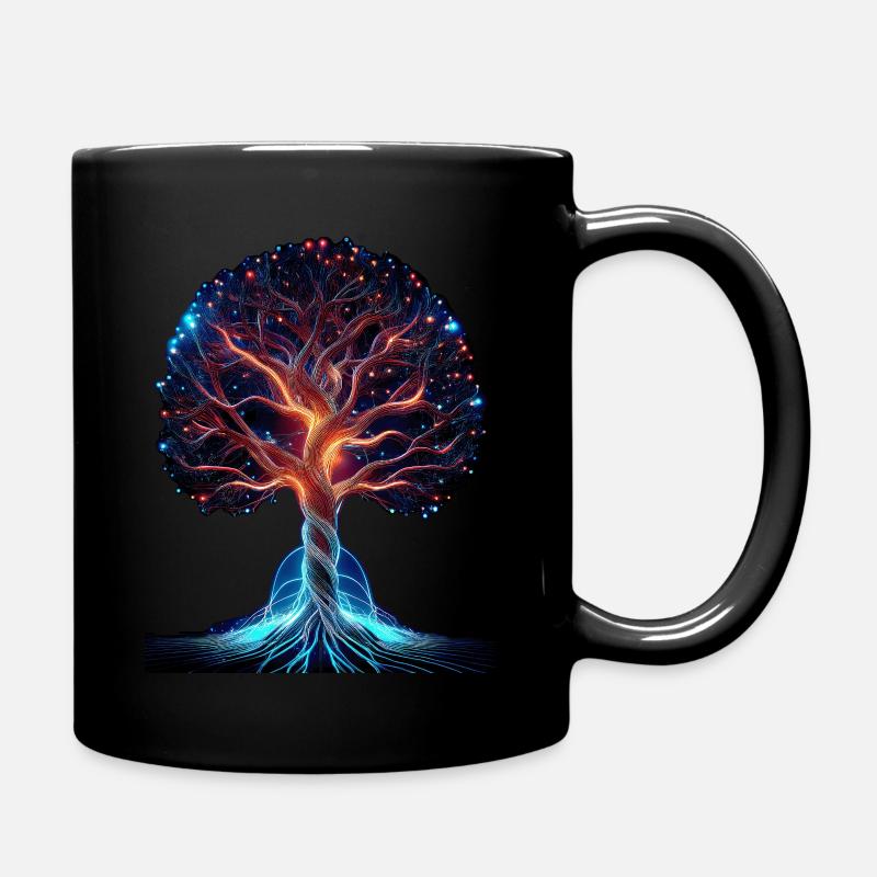 lebensbaum blau rot - Tasse einfarbig - Schwarz