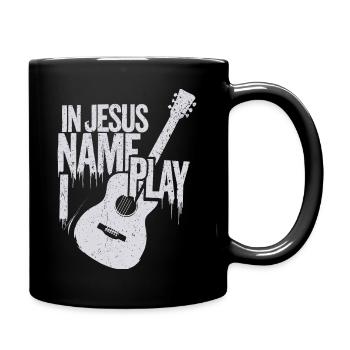 Glaubensbotschaft durch Gitarrenmusik - Tasse einfarbig - Schwarz - Rechts