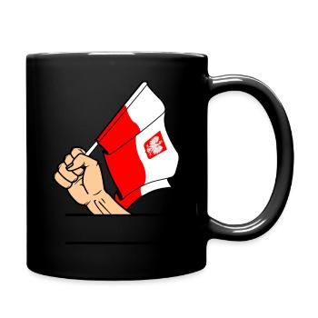 Flag Poland fist text space - Full Colour Mug - black - Right