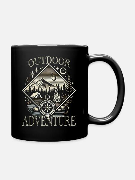 Bushcraft Outdoor Adventure Survival Camping - Full Colour Mug - black