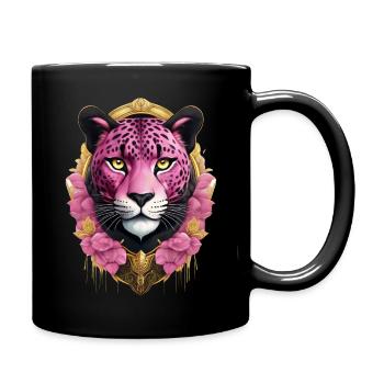 Ein Leopard in rosa schwarz und gold - Tasse einfarbig - Schwarz - Rechts