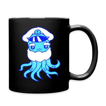 Alter Oktopus Kraken Kopffüßer Kapitän Tintenfisch - Tasse einfarbig - Schwarz - Rechts
