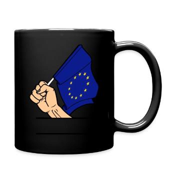 Flag European Union Fist Text Space - Full Colour Mug - black - Right
