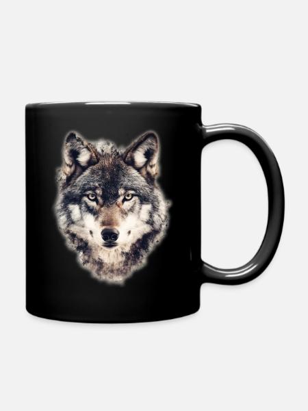 Wolf Gesicht - Enfärgad mugg - svart