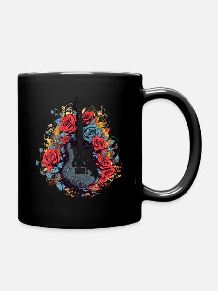 Guitare & Fleurs #4 - Mug uni - noir