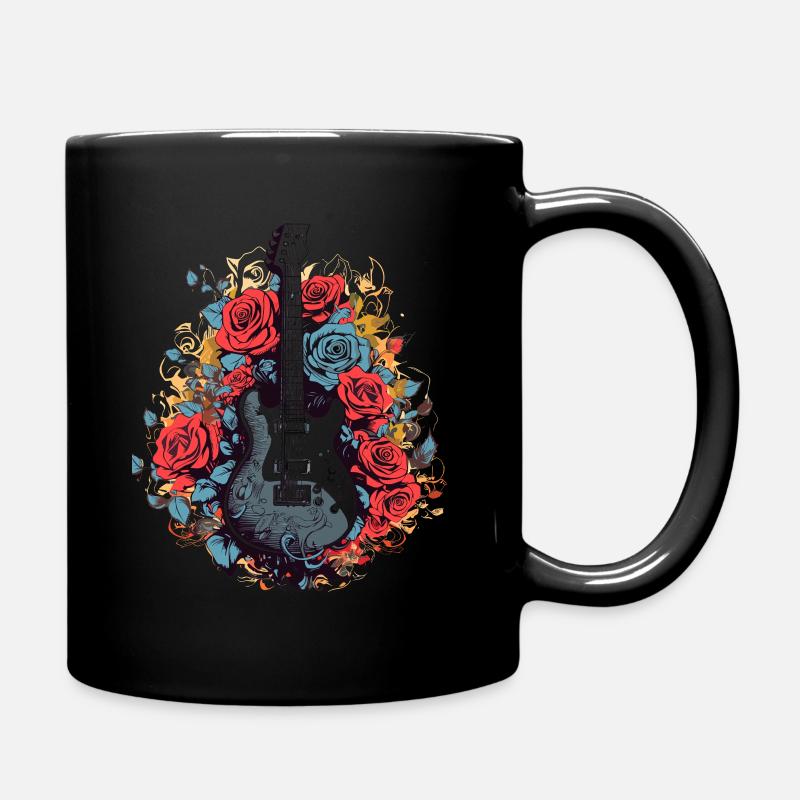 Gitarre & Blumen #4 - Tasse einfarbig - Schwarz