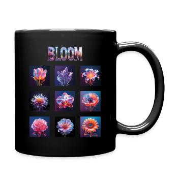 Holografische Blumen in 3D Optik - Tasse einfarbig - Schwarz - Rechts