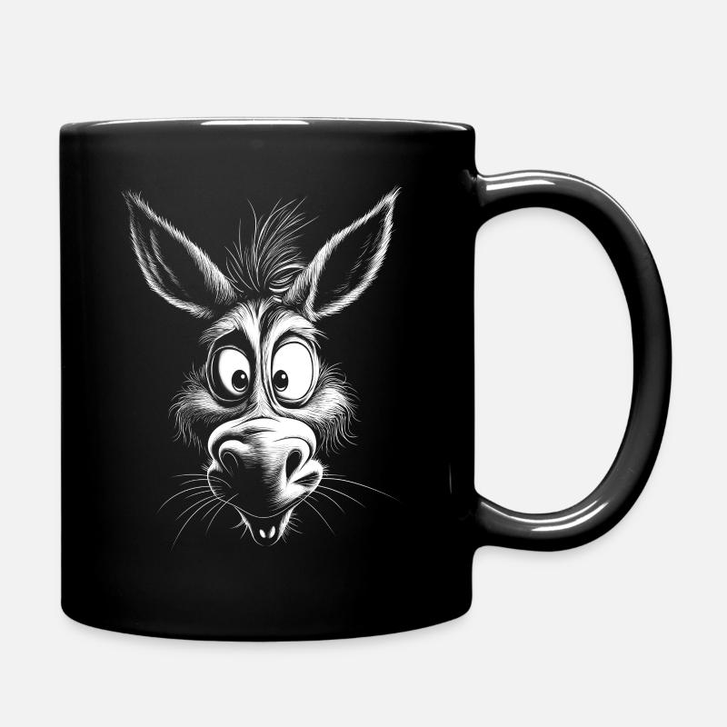 Lustiger Esel | T Shirt - Tasse einfarbig - Schwarz