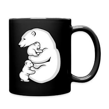 Ours polaire avec ses deux bébés - Mug uni - noir - Droite