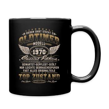 Oltimer Baujahr 1970 Jahrgang Geburtstag Geschenk - Tasse einfarbig - Schwarz - Rechts