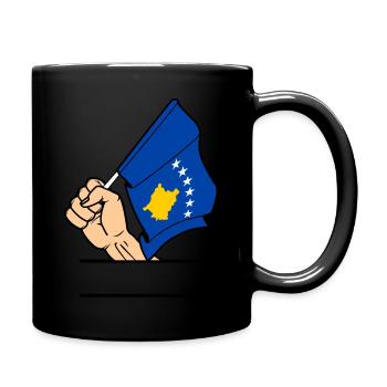 Flagge Kosovo erster Textraum - Tasse einfarbig - Schwarz - Rechts