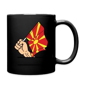 Flagge Nordmazedonien erster Textraum - Tasse einfarbig - Schwarz - Rechts