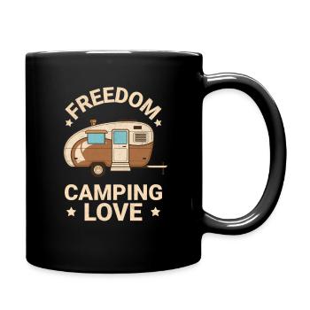 Freedom on Wheels -" Camper Love" on Adventure - Tasse einfarbig - Schwarz - Rechts