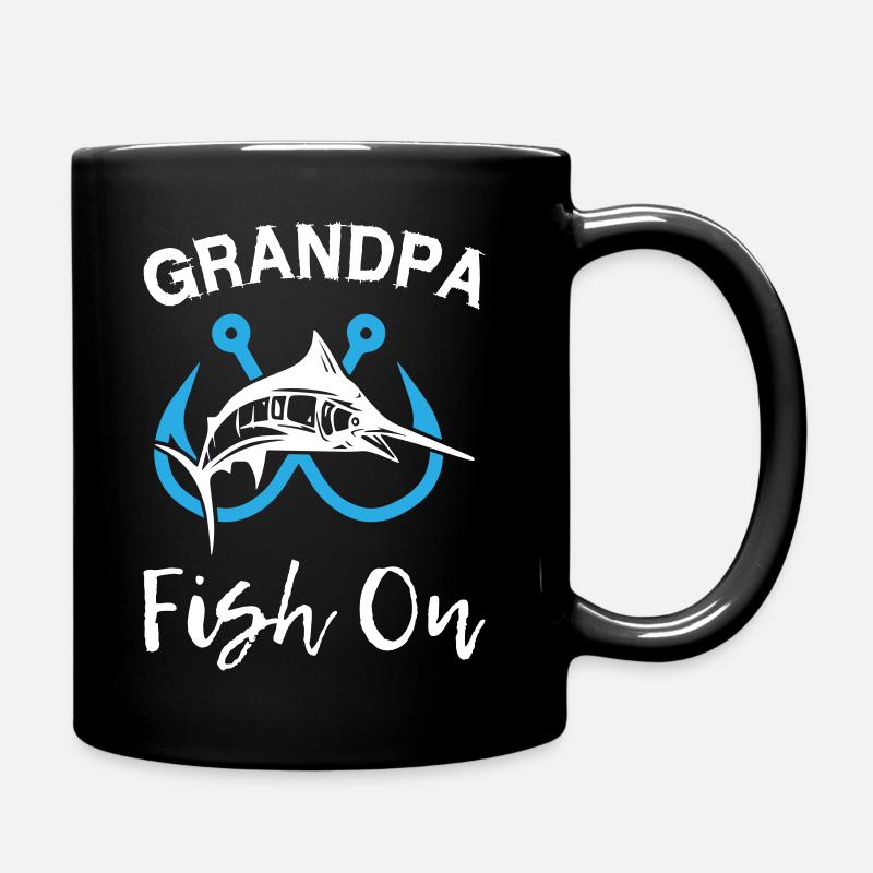 Grand-père Poisson À La Pêche - Mug uni - noir