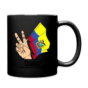 Drapeau Équateur signe de paix texte ́Équateur ́ - Mug uni - noir - Droite