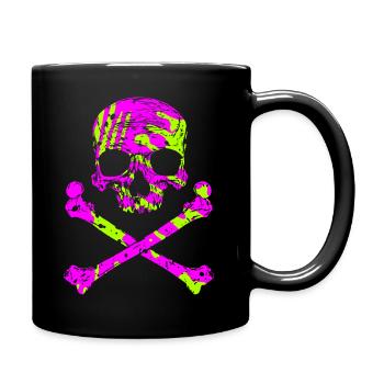 Skull with bone - Full Colour Mug - black - Right