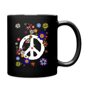Hippie Flower Power Peace & Power Unisex - Full Colour Mug - black - Right