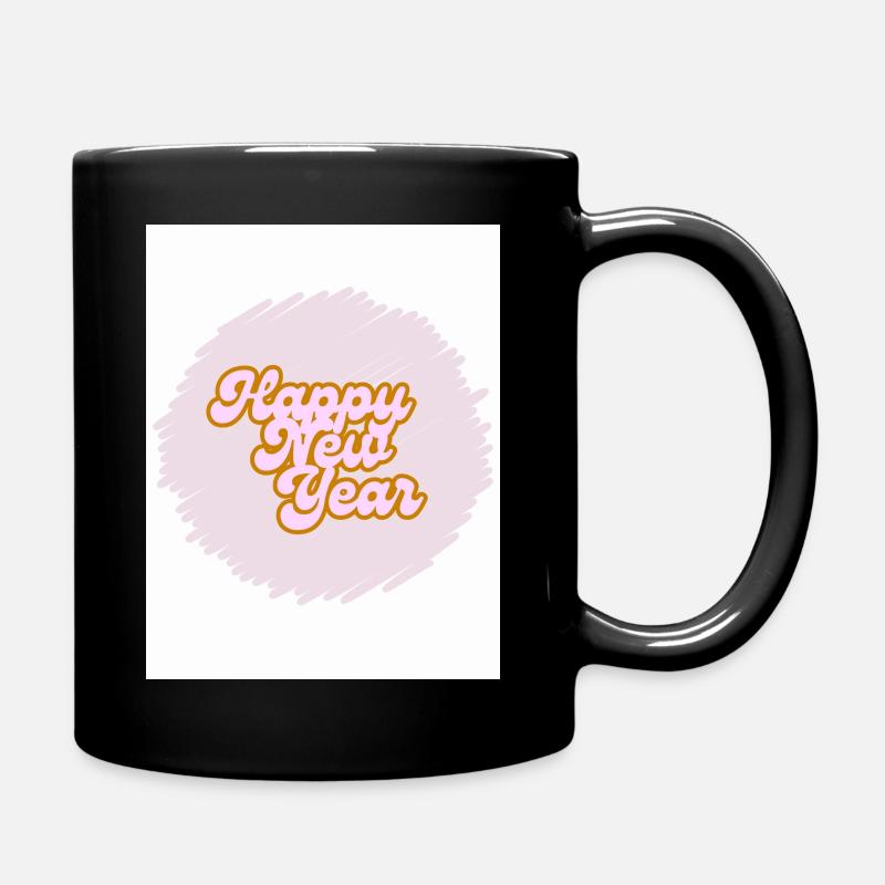 Pink Happy new year logo - Full Colour Mug - black