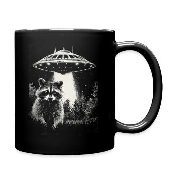 Funny Raccoon UFO - Full Colour Mug - black - Right