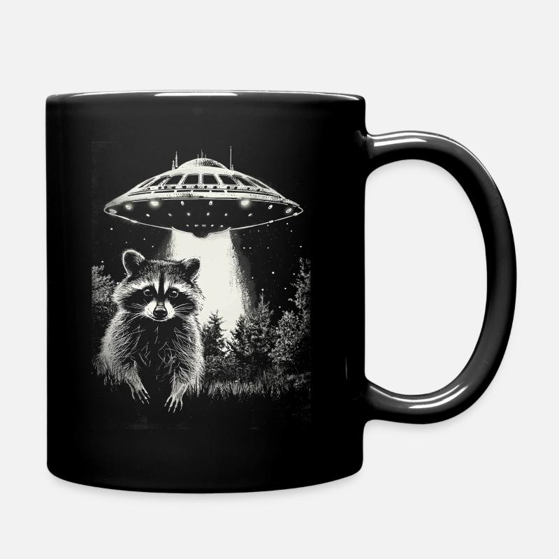 Lustiges Waschbär-UFO - Tasse einfarbig - Schwarz