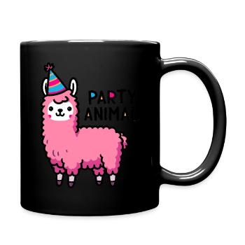 Party Llama Alpaca Pink Party Hat Birthday Celebration - Full Colour Mug - black - Right